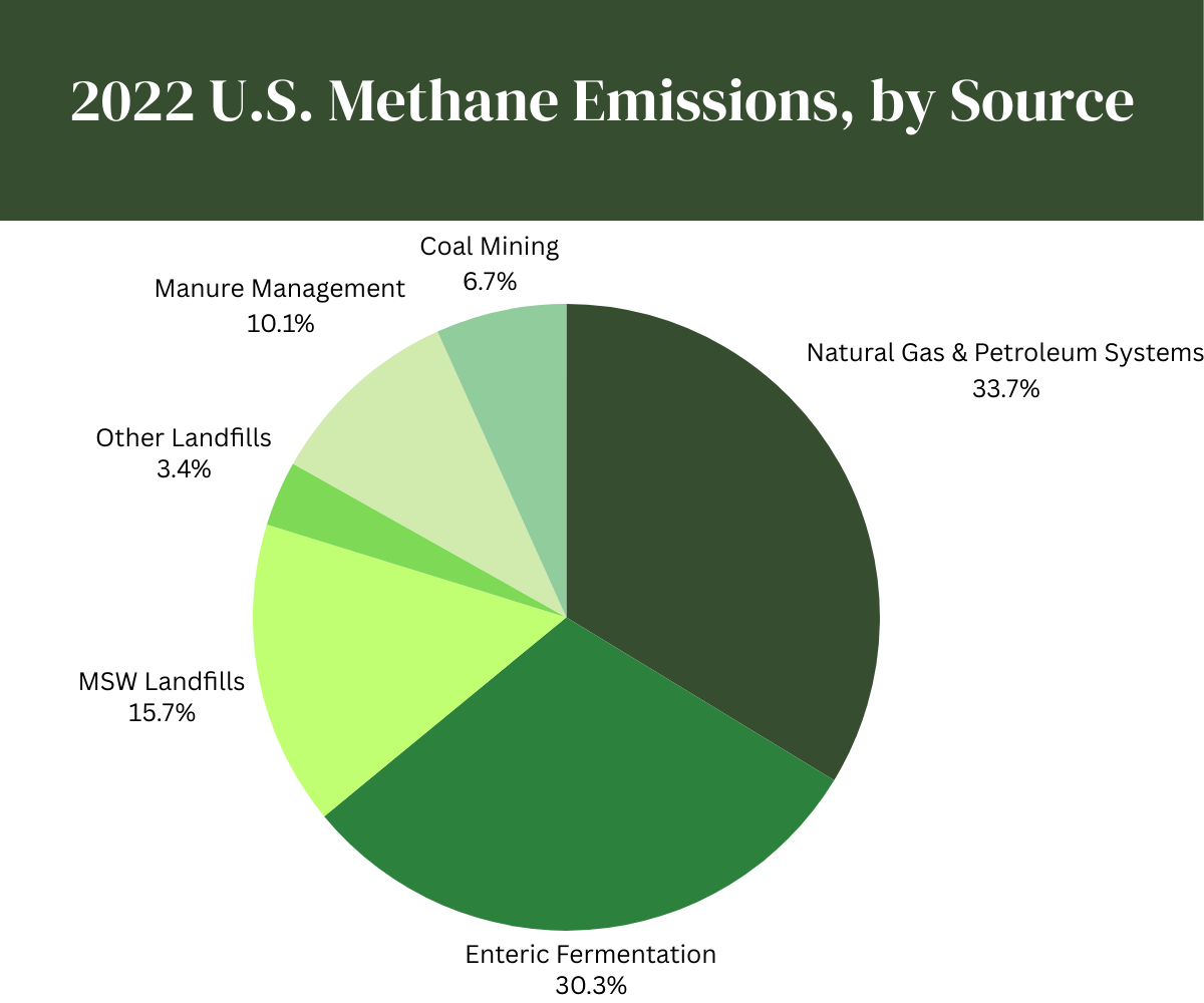 2022 U.S. Methane Emissions, by Source